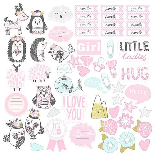 Аркуш із картинками для вирізування Scandi Baby Girl 30,5х30,5 см