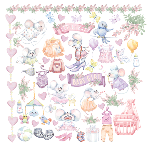 Аркуш із картинками для вирізування My little mousy girl 30,5х30,5 см
