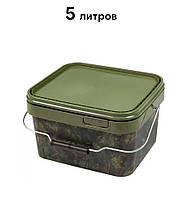 Ведро для рыбалки прямоугольное GARDNER CAMO BUCKETS, 5 л