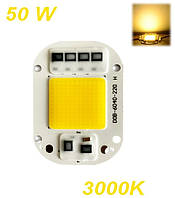 Світлодіодний модуль матриця COB LED 50W 3000K 220V Warm White