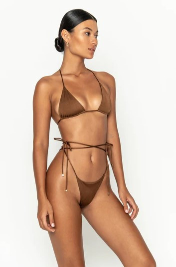 купальник бікіні на завязках коричневий купальник бікіні на завязках коричневий
