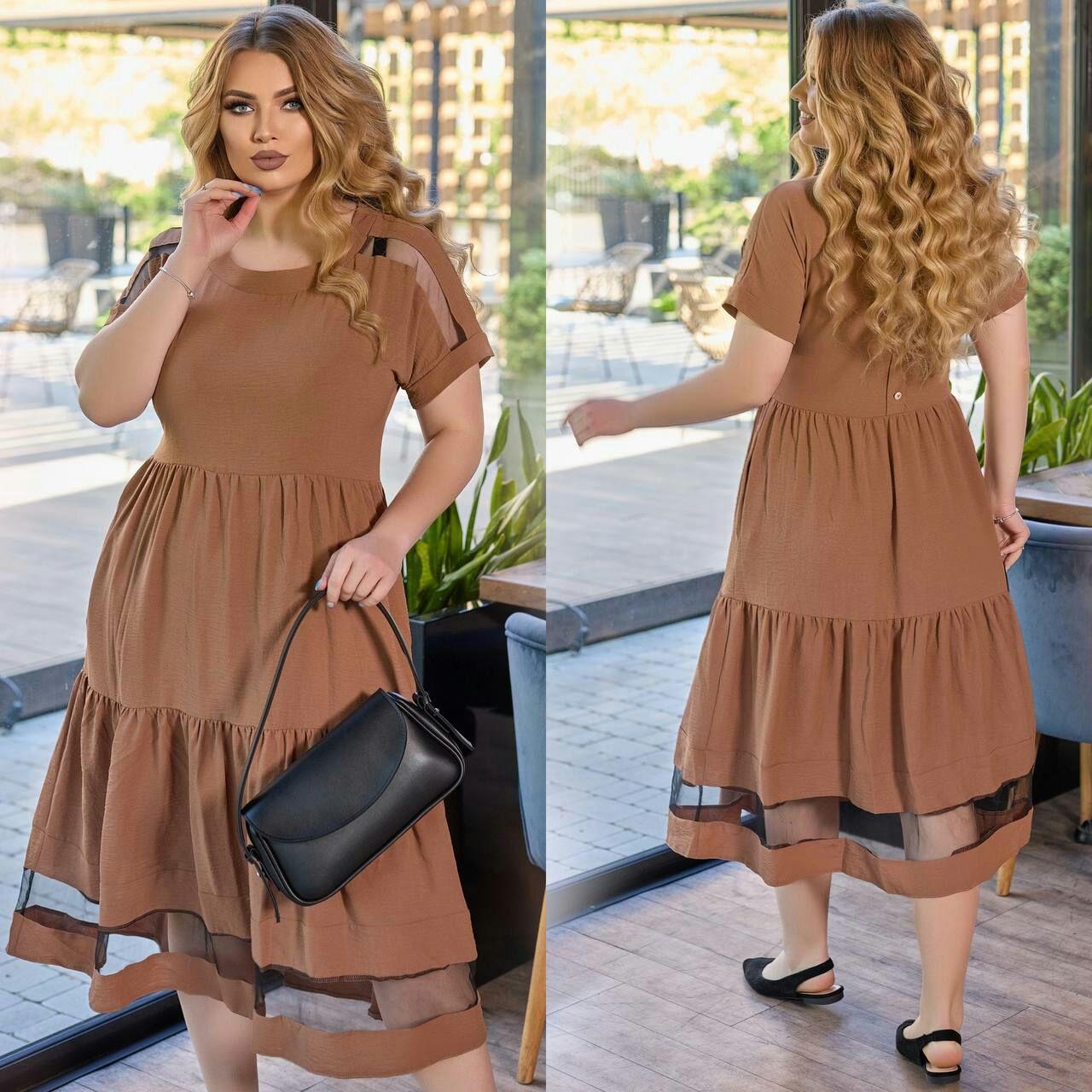 Однотонна сукня міді, фото 1