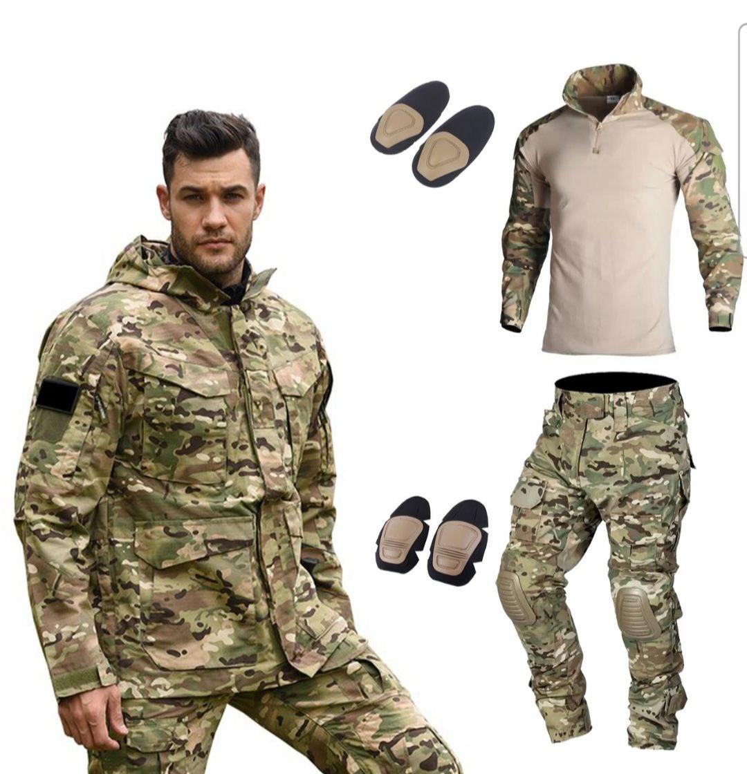 Тактичний військовий костюм 3 в 1 HAN WILD (куртка + штани з наколінниками + убакс) мультикам весна/літо, М