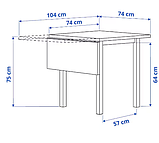 NORDVIKEN Стіл-стулка, чорний,74/104х74 см, 703.687.16, фото 2