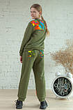 Спортивний костюм хакі зі вставками для дівчинки-підлітка р.104-170, фото 10