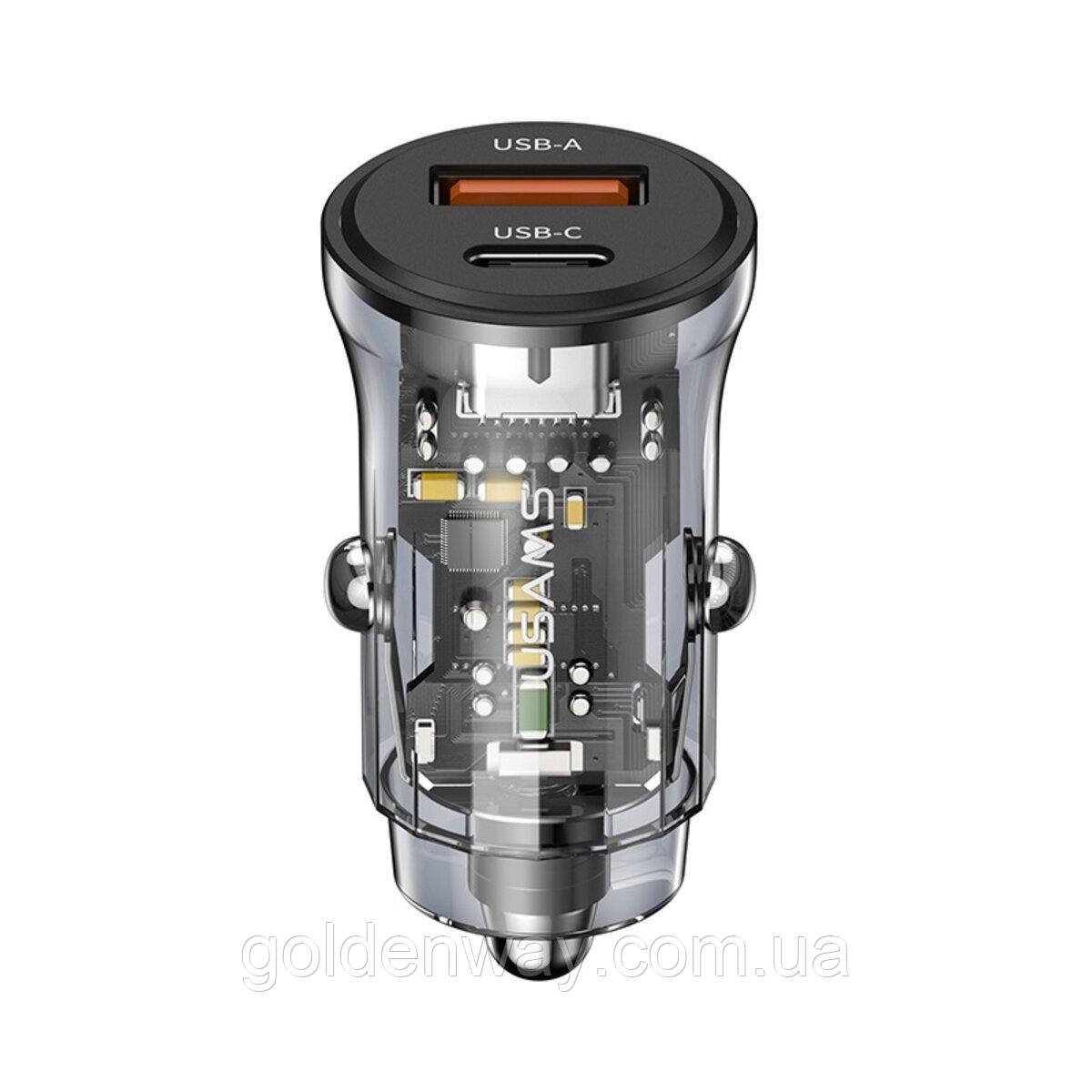 АЗП USAMS US-CC164 C32 30W TRANSPARENT A+C MINI CAR CHARGER