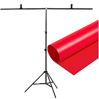 Набор ПВХ Фон 100×200 см Красный + Т- образная стойка для фона