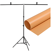 Набор ПВХ Фон 100×200 см Оранжевый + Т- образная стойка для фона