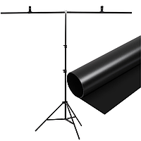 Набор ПВХ Фон 100×200 см Черный + Т- образная стойка для фона