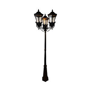 Вуличний ліхтарний стовп на 3 чорні плафони з бронзою 230х80 см, фото 2