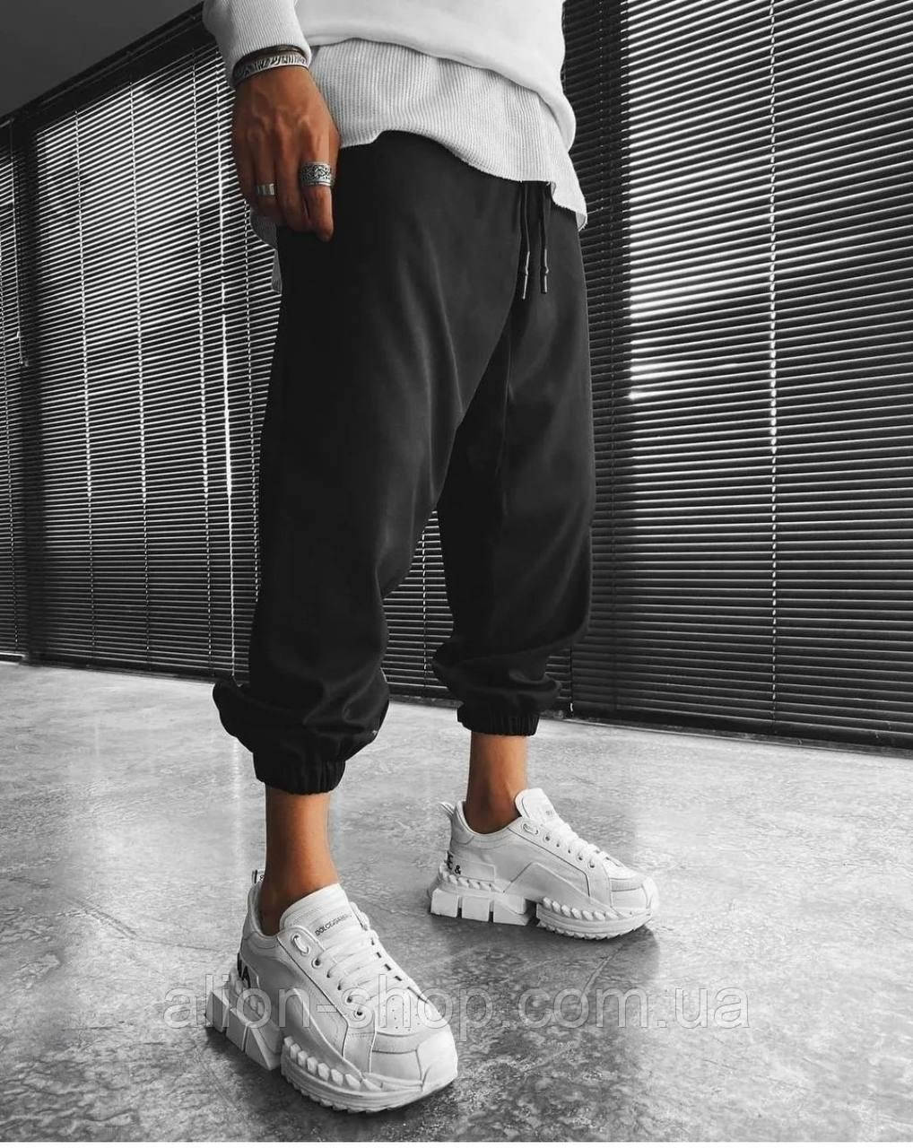 Чоловічі модні спортивні штани новинка 2023 46\48, чорний, фото 1