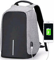 Рюкзак антивор Antivor MADORU c защитой от карманников и с USB, серый