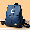 Рюкзак жіночий шкіряний Hefan Daishu Backpack Чорний Синій, фото 2