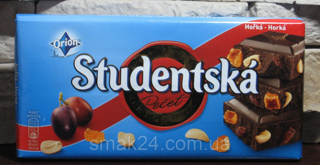 Шоколад черный Studentska с изюмом и арахисом Чехия 170г: продажа, цена ...