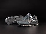 Жіночі кросівки New Balance 574 сіточка замшеві молодіжні повсякденні сірі чорні, фото 6