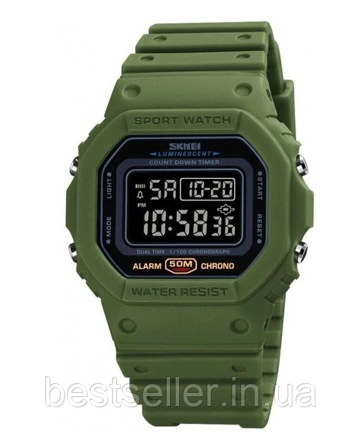 Годинник військові, водонепроникні 5 АТМ SKMEI 1628 ARMY GREEN Black (МОЖНО Плуджувальний!)