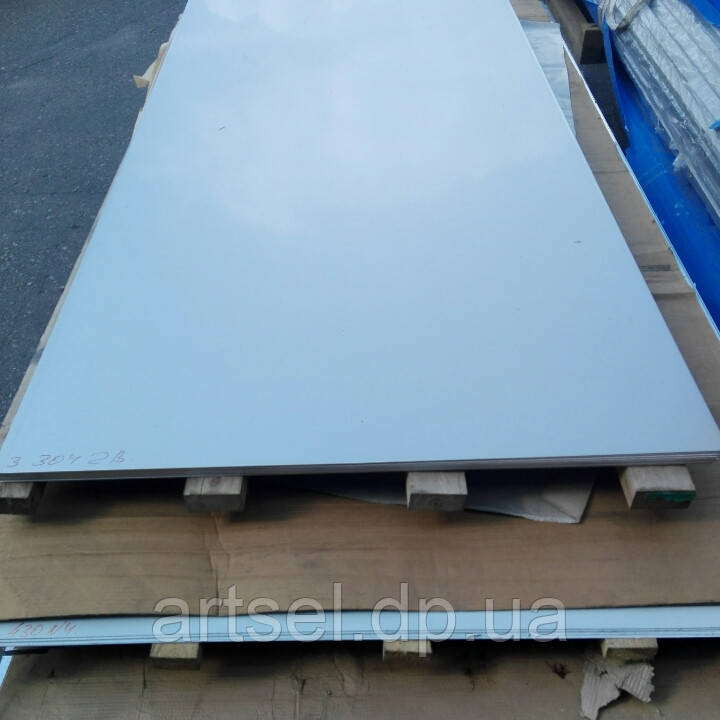 Аркуш неіржавкий 2,5 мм (1,0х2,0) 2B 304 матовий, фото 1