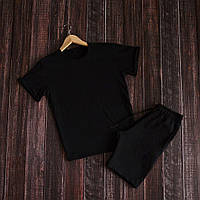 Мужской комплект шорты + футболка летний костюм спортивный черный