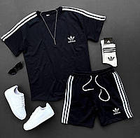 Мужской спортивный костюм Adidas летний комплект адидас шорты + футболка черный