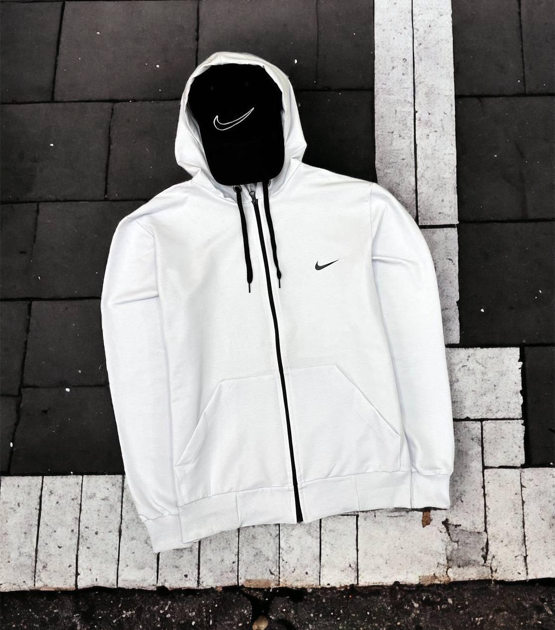 Кофта Nike на молнии мужская олимпийка найк весенняя осенняя белая люкс ...