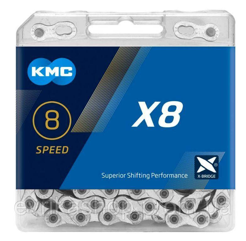 Купить Цепь велосипеда KMC X8, 8 скоростей, 116 звеньев без замка EV ...
