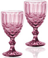 Набор 6 бокалов для вина Elodia Винтаж 340мл, розовое стекло стеклянные фужеры стаканы для напитков набор