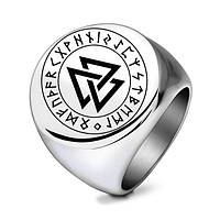 Мужской перстень-символ из нержавеющей стали с гравировкой Валькнут CG1588-S Vikings