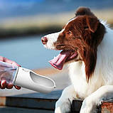 Пляшка-поїлка для собак/котів дорожня для води 300 мл PB+ C21 біла (GS-91081), фото 8