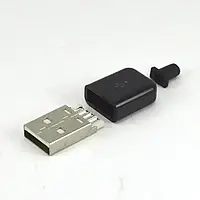 Штекер USB тип A под шнур, бакелит, чёрный