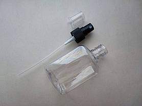 100 - 111 мл флакон Квадрат ПЕТ прозора тара з чорним розпилювачем, спреєм 20/410 пляшка пластикова, фото 3