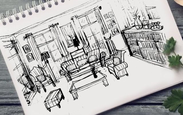 Скетч малюнок інтерєру