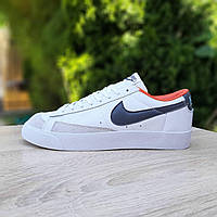 Мужские кроссовки Nike blazer low (белые с чёрным) удобные универсальные весенние кеды О10736