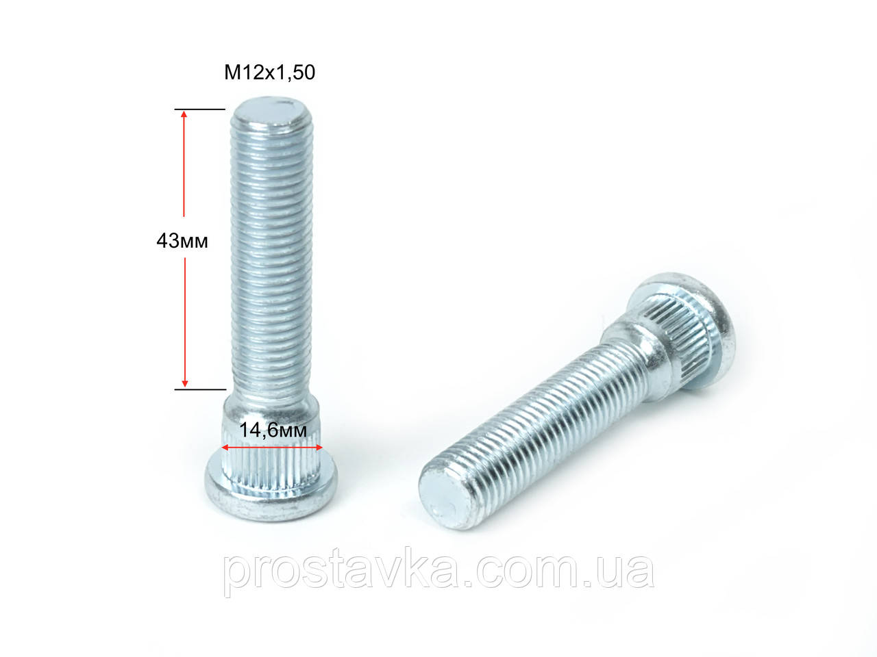 Шпилька забив. BCRP146A43 M12X1,50 довжина різання.частинки 43 мм Цинк, фото 1