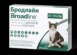 Бродлайн краплі для котів від 2,5-7,5 кг 1 пачка (3 піпетки)