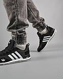 Чоловічі кросівки Adidas Poo-S3 Black White літні в сітку весна-літо-осінь повсякденні чорні. Живе фото, фото 8