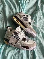 Женские кроссовки Nike Air Jordan 4 White Grey Brown