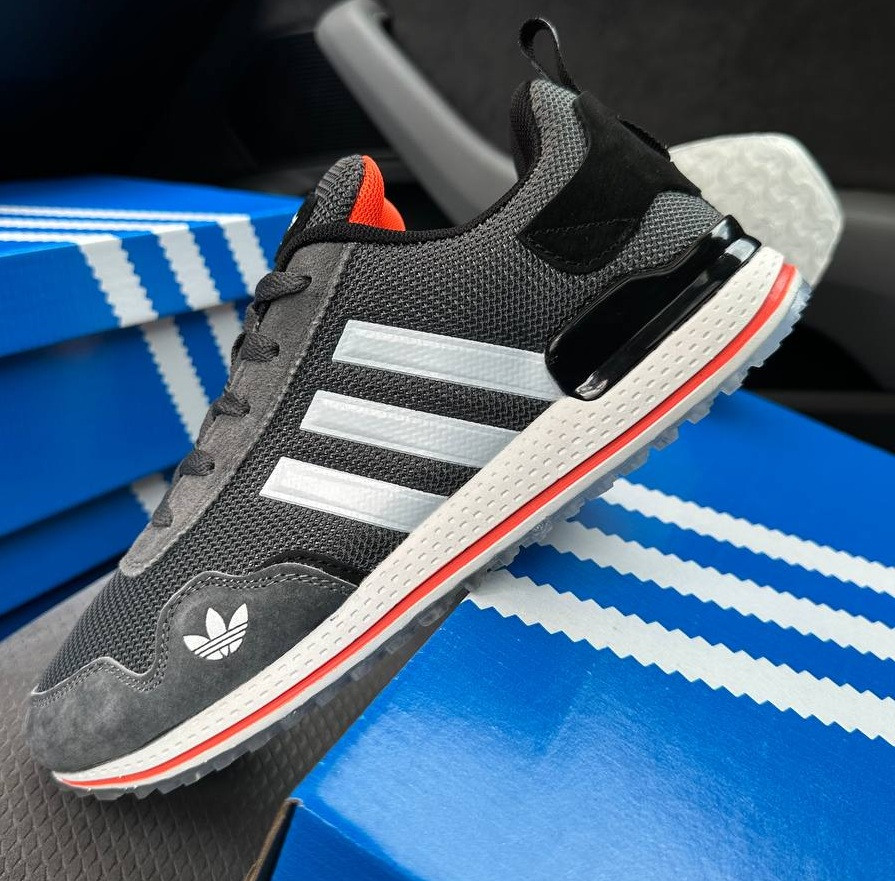 Чоловічі кросівки Adidas Poo-S3 Grey White літні в сітку весна-літо-осінь повсякденні сірі. Живе фото