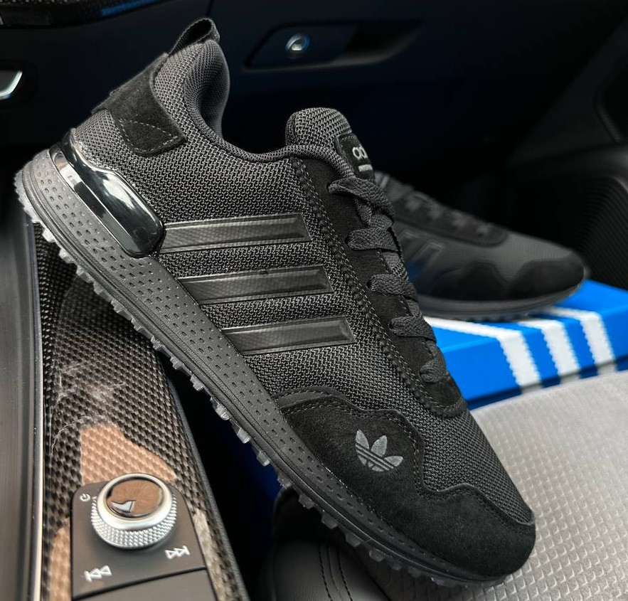 Чоловічі кросівки Adidas Poo-S3 All Black літні в сітку весна-літо-осінь повсякденні. Живе фото