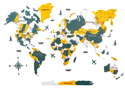 Багатошарова дерев'яна карта світу - модний формат декору