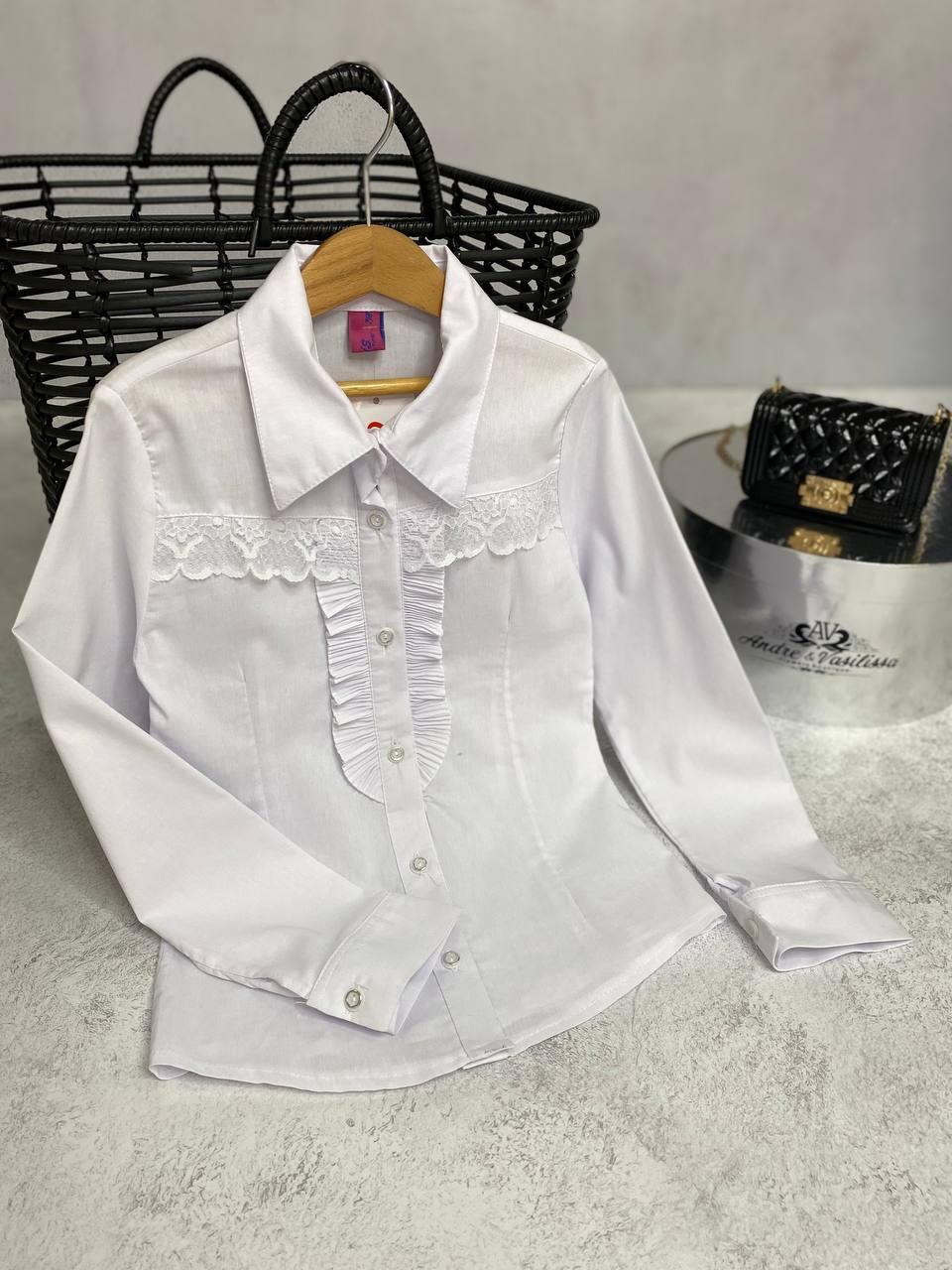 Ошатна біла шкільна блузка для дівчинки з гіпюром, Calipso, Білий, Для дівчаток, Весна Осінь, 134, фото 1