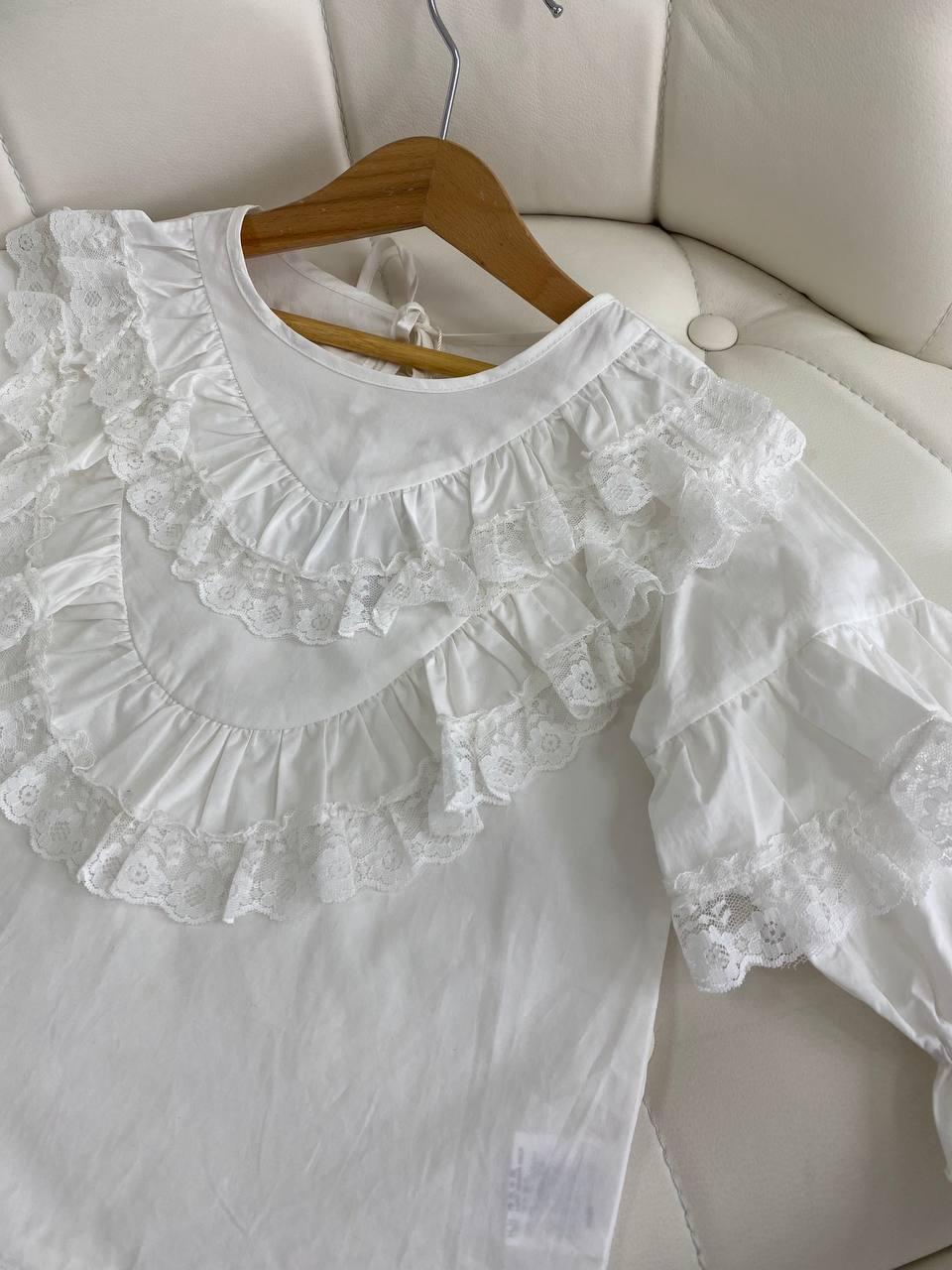 Нарядна біла шкільна блузка з рюшами GS-8051 34, Белый, Девочка, Лето, 110 см, 5 лет