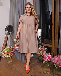 Жіноча лляна сукня 830 (50-52,54-56,58-60,62-64) (кольори: мокко, чорний, оливка.) СП