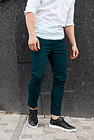 Однотонные мужские брюки зауженные повседневные на резинке, размер S, M, L, XL, зеленые, синие, коричневые