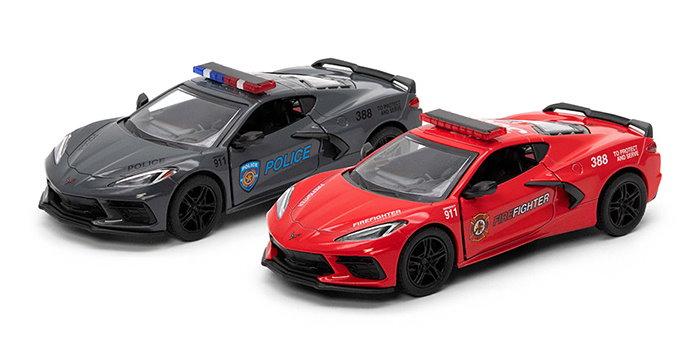 Модель легкова CORVETTE (2021)  5'' KT5432WPR Police/Firefighter метал.інерц.відкр.дв.2кол.кор./96/