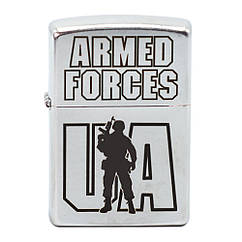 Запальничка бензинова Zippo Street Chrome 207 з гравіюванням UA Armed Forces Срібляста (207 A, 7621306 — 162