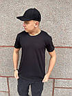 Чоловіча базова футболка прилегла бавовняна чорна однотонна, фото 3