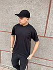 Чоловіча базова футболка прилегла бавовняна чорна однотонна, фото 4
