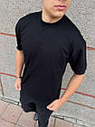 Чоловіча базова футболка прилегла бавовняна чорна однотонна, фото 2
