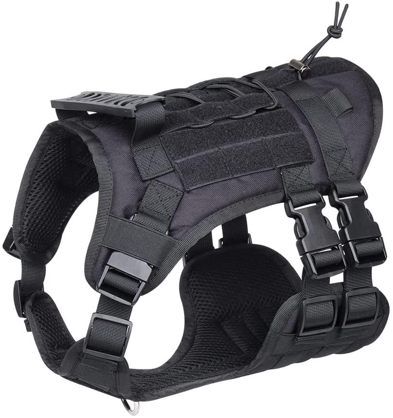 Шлейка для собак Vest, тактичний жилет з ручкою і системою MOLLE, регульований, Чорний М (60-80см)