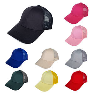 Бейсболки Кепки однотонні дитячі синя біла червона чорна малинова жовта бежева під нанесення логотипу